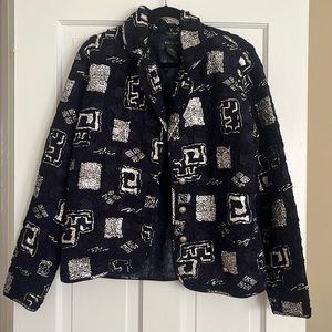 Navy Silver patterned textured jacket